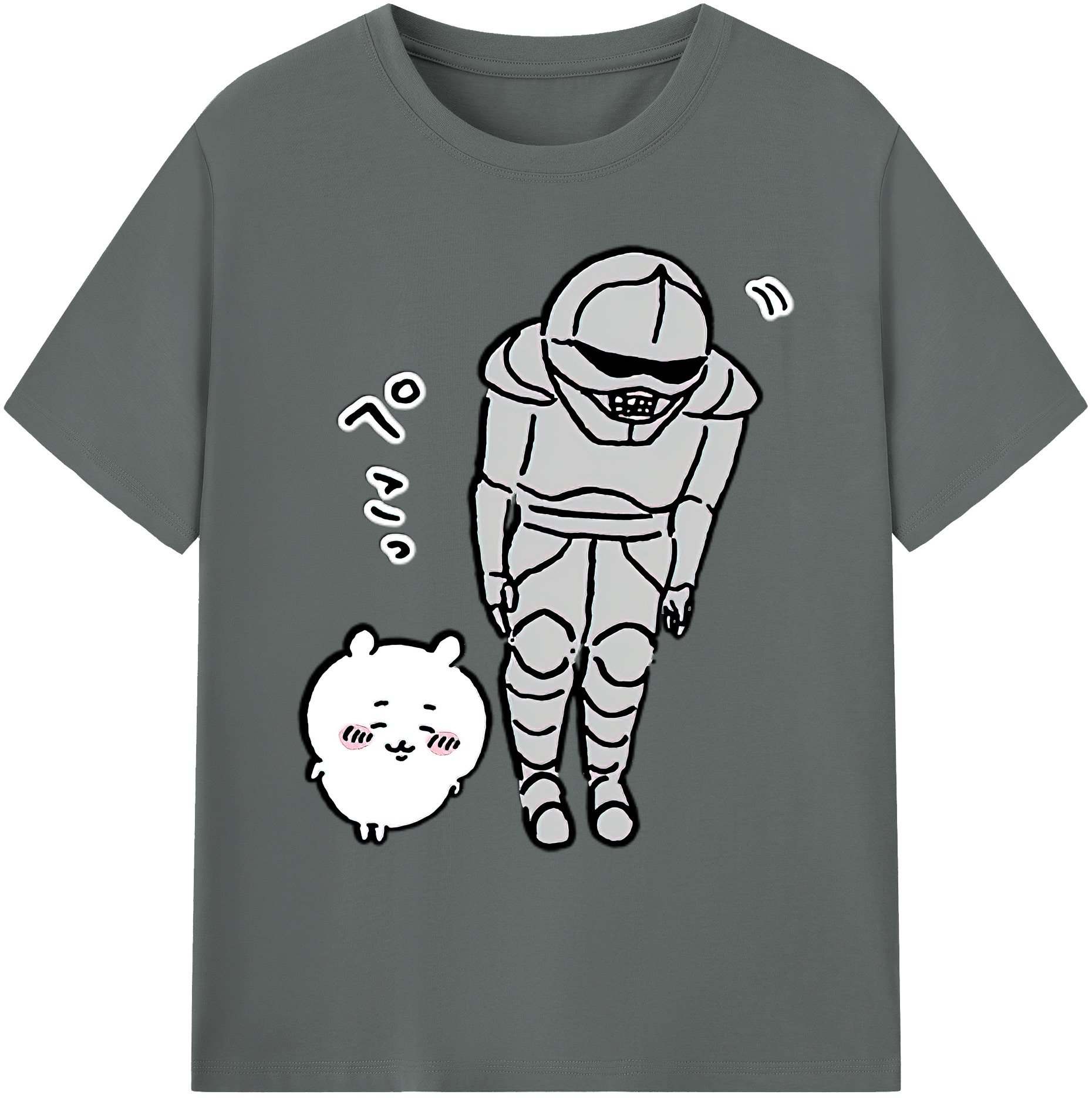 （画像用） ちいかわ 労働の鎧さん Chii-kawa Mr. Armor of Labor 綿100％ メンズ半袖Tシャツ｜肌触りやわらか＆通気性